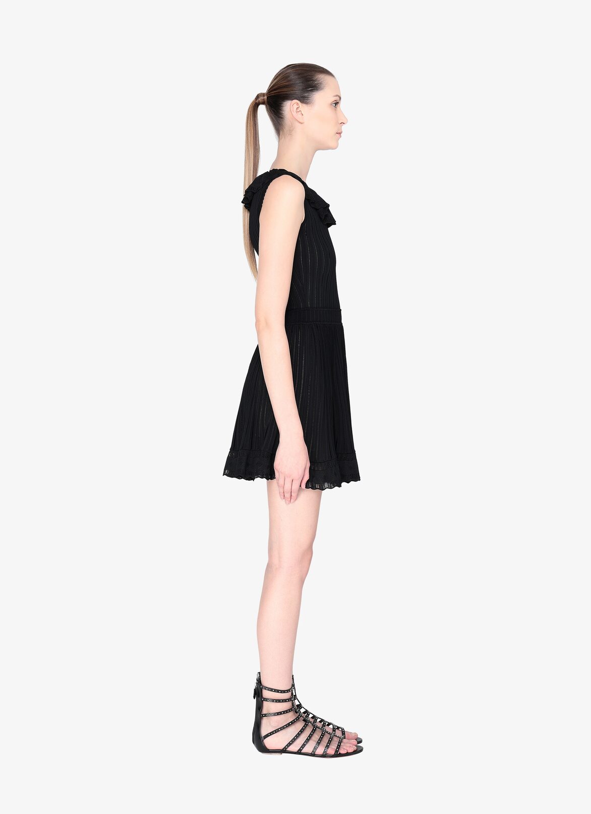 ROBE-MINI SANS MANCHES FALBALAS EDITION NOIR ALAÏA NOIR  ROBE-MINI SANS MANCHES FALBALAS EDITION NOIR